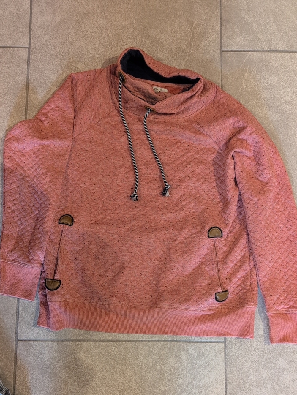 Maurices Quilted Cowl Neck Pullover Sweatshirt In Dusty Rose.